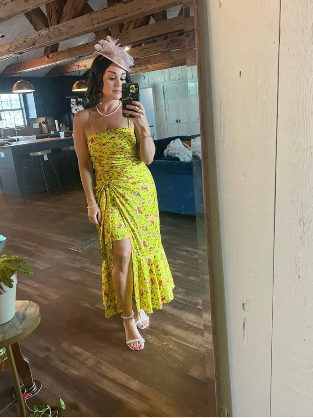 NWR $495 Cinq A Sept Provence Katz Ruched Midi Floral Side-Slit Dress 4